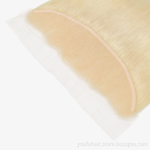 613 Blonde Straight Wave 100% Virgin Brazilian Human Hair Bundles Cuticle aligned HD Transparent Lace Frontal and Lace Closure